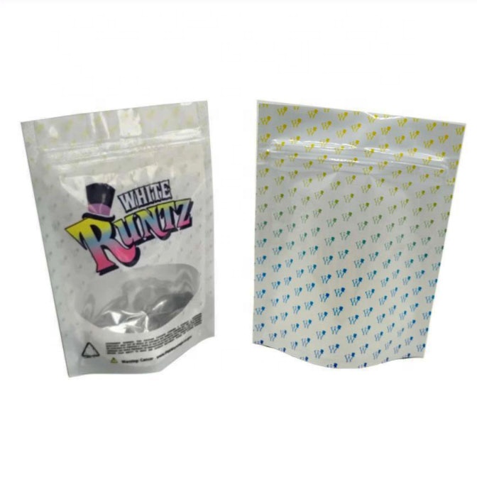 White Mylar Bags - Plain Packaging - 3.5g - 1/8 oz - Strain Labels
