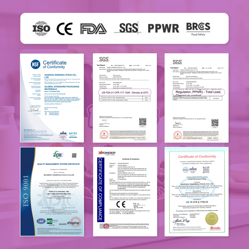 DINGLI PACK food packaging certifications and compliance certificates