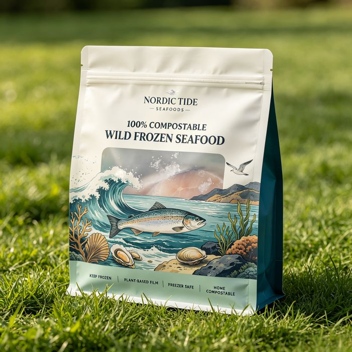 Compostable frozen food packaging bags