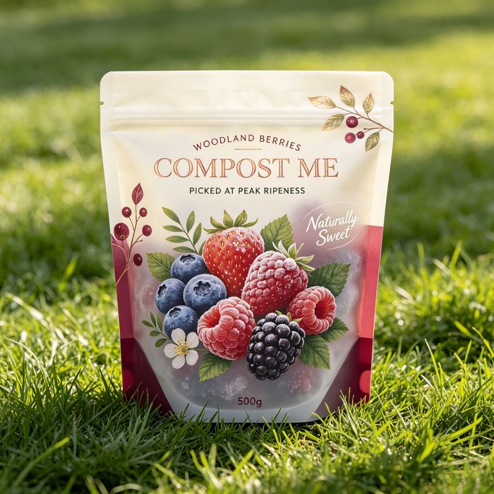 Custom compostable packaging bags for frozen fruits