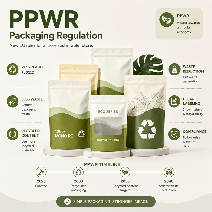 PPWR compliant recyclable packaging