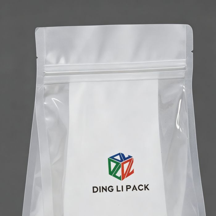 Reclosable zipper detail clear stand up pouch packaging