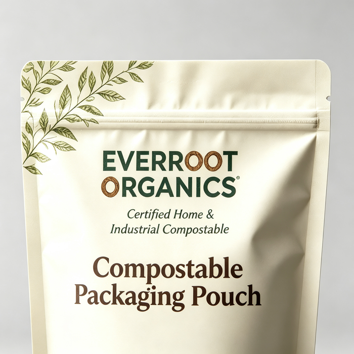 Compostable packaging bag zipper closure detail