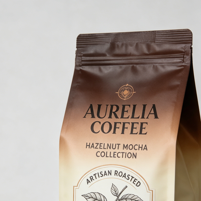Resealable zipper detail on eco friendly flat bottom coffee bag