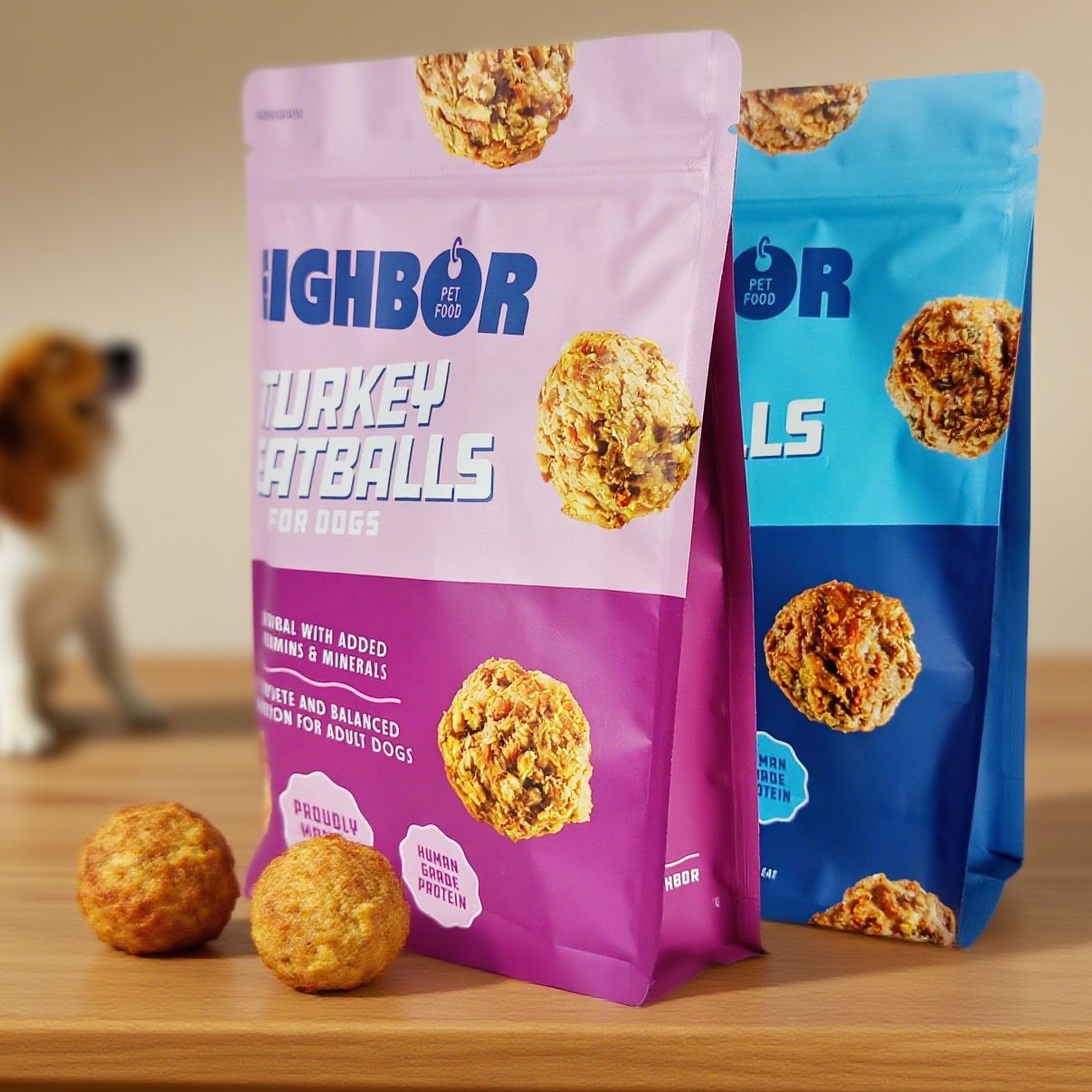 Saco personalizado para ração de animais de estimação com fundo plano e fecho zip