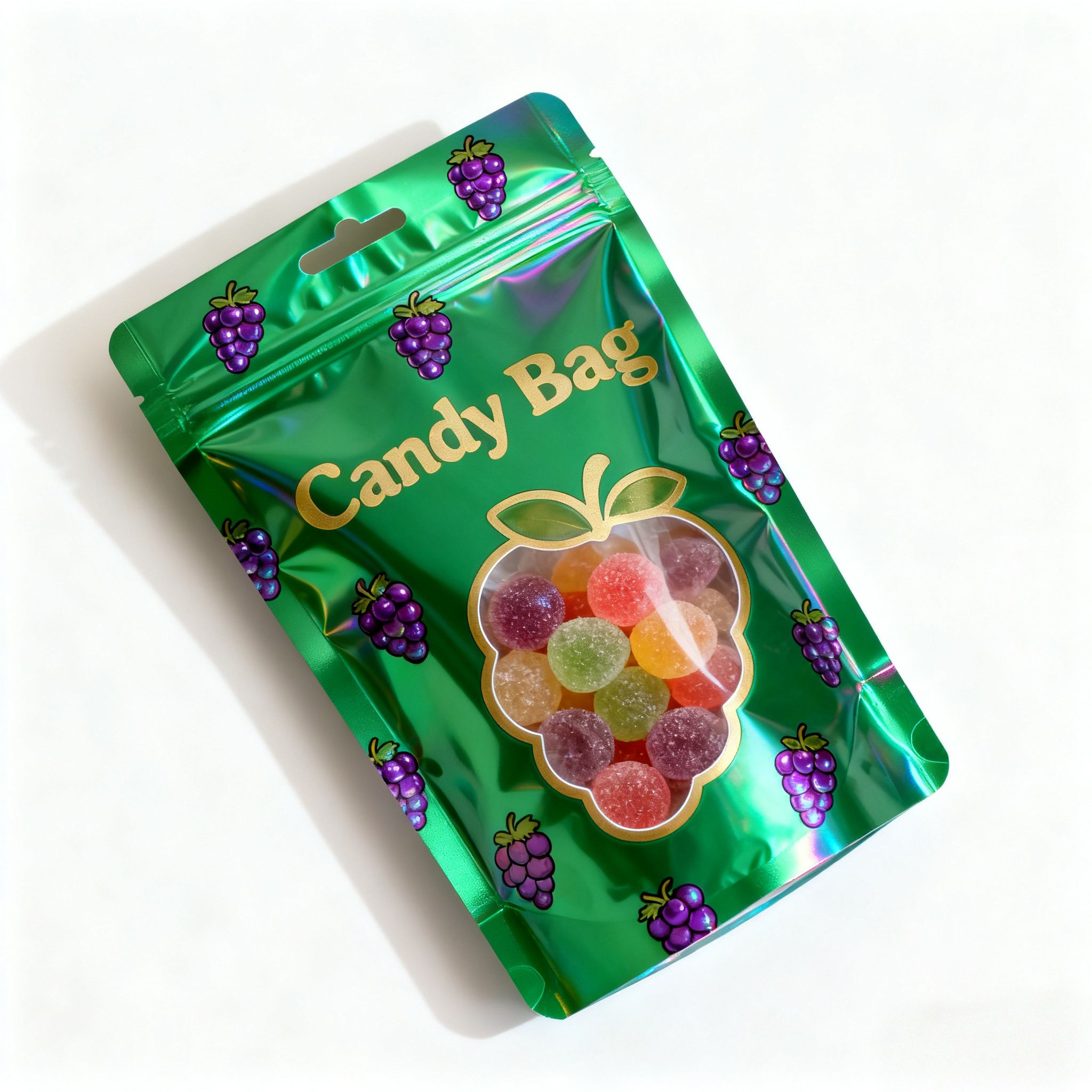 custom stand up mylar pouch flat view