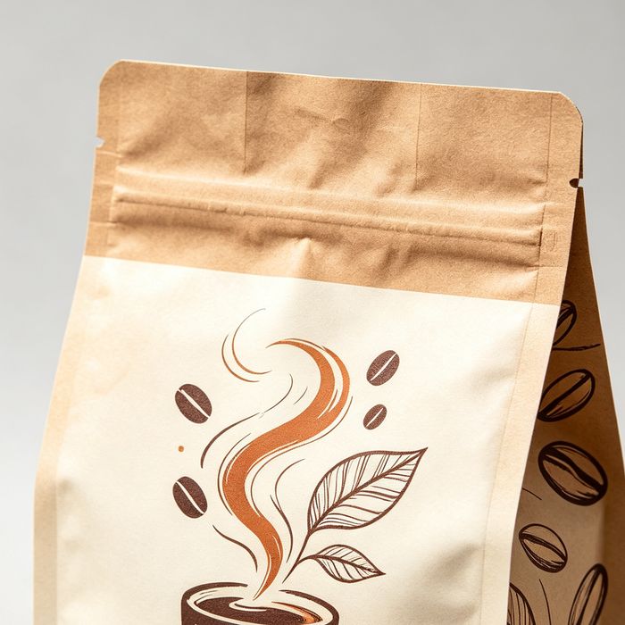 Custom Kraft Coffee Pouch Zipper Detail