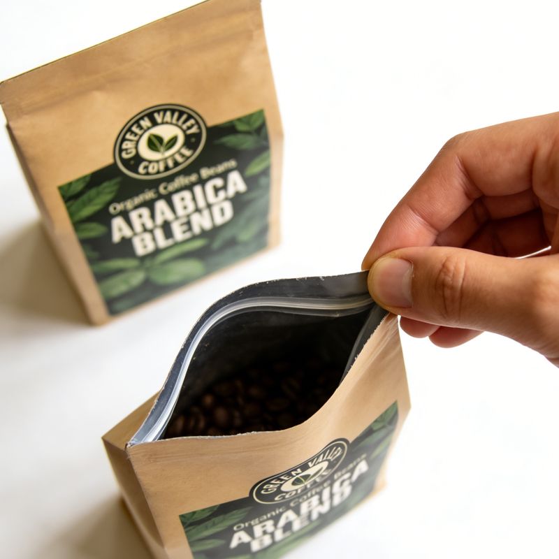 coffee packaging bag zipper closure inside structure