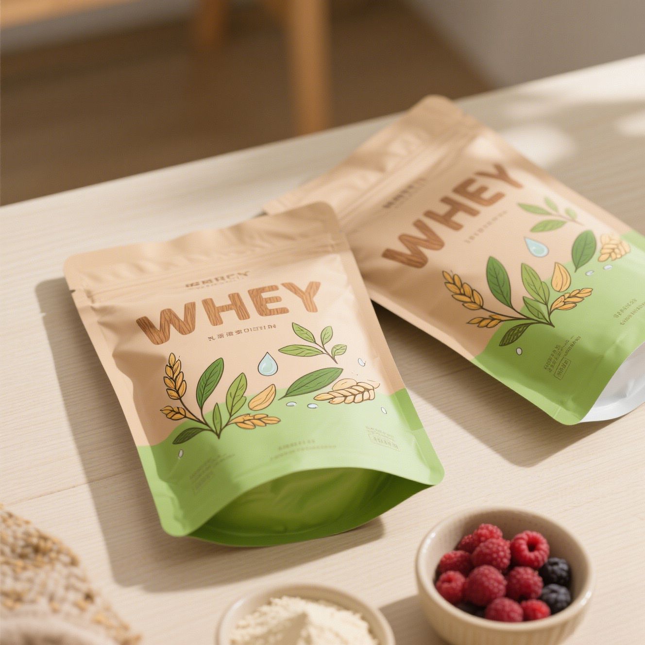 Embalagem Doypack em Papel Kraft para Suplemento Esportivo em Pó