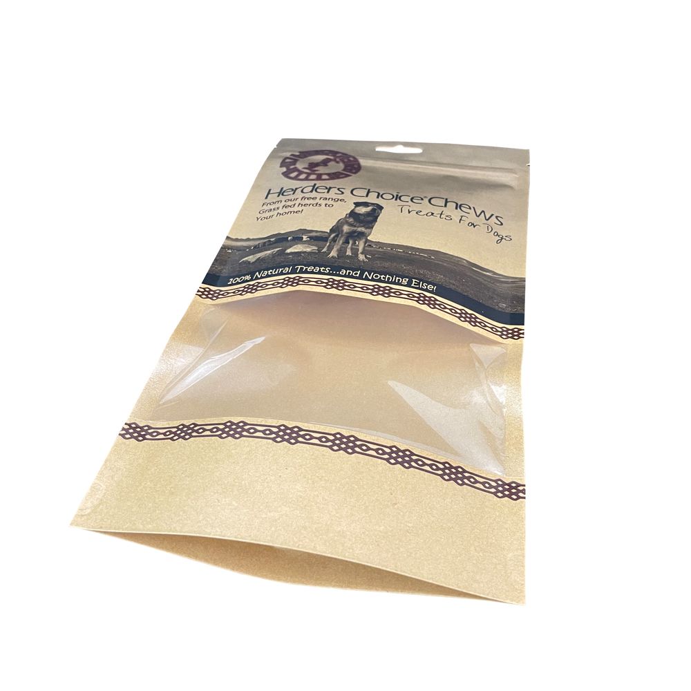 Custom Kraft Paper Stand Up Pouch Transparent Window Design