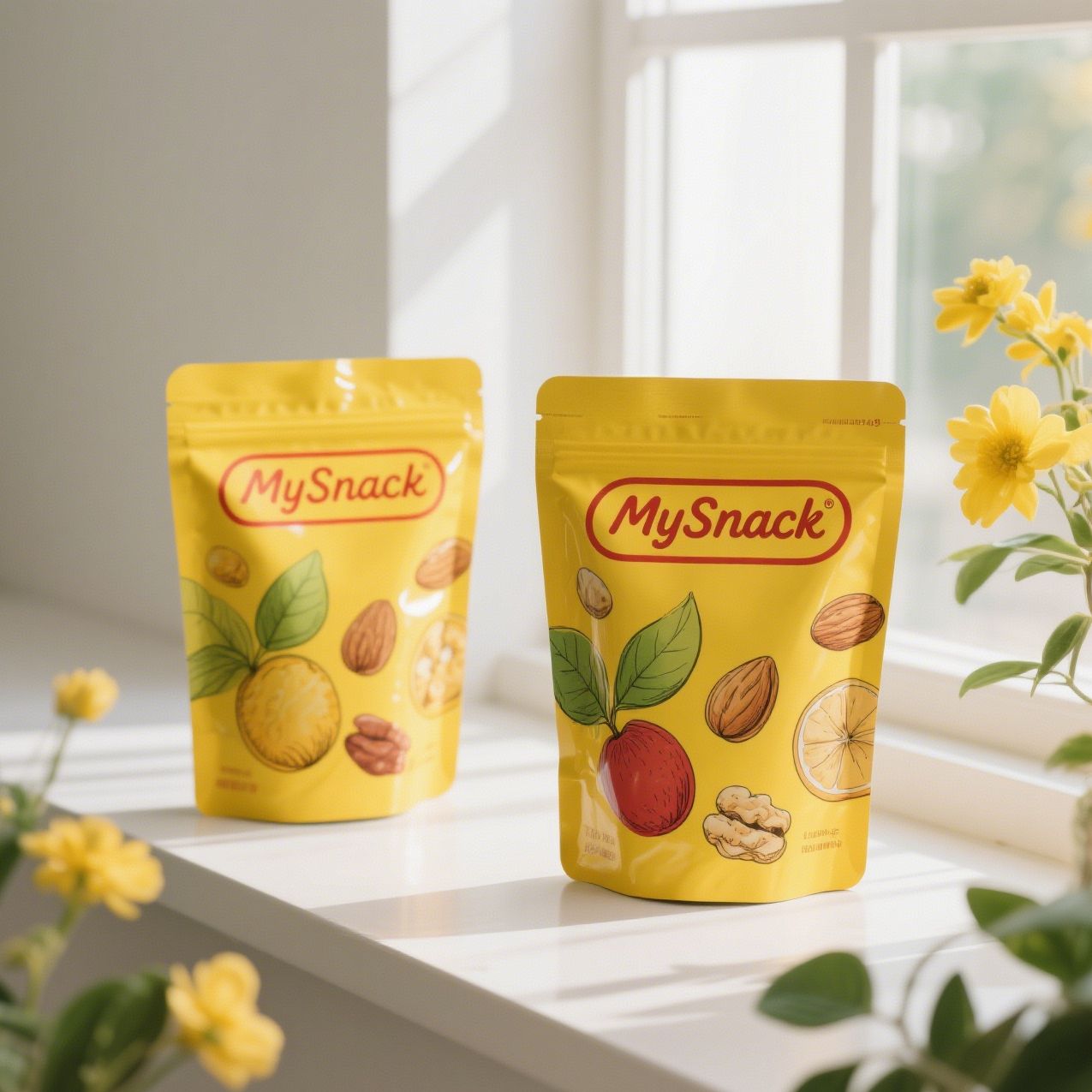 Embalagens personalizadas de 50g, 100g e 250g em alumínio fosco com acabamento à prova de umidade para alimentos.