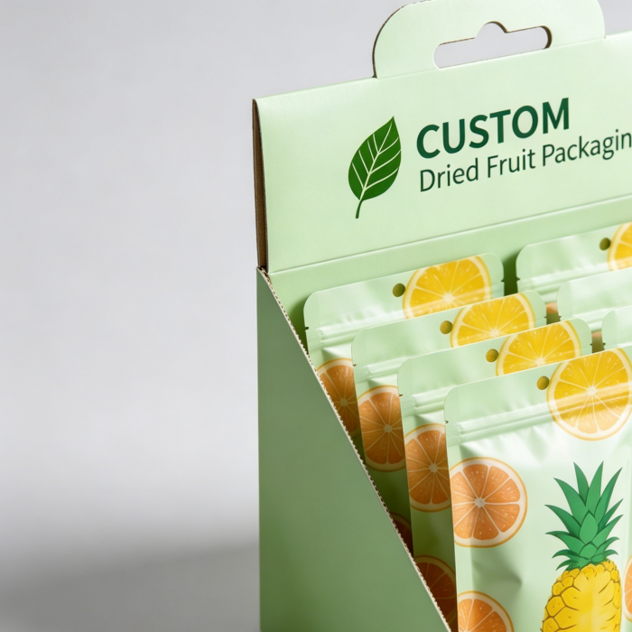 Side view of custom kraft PDQ display box structure