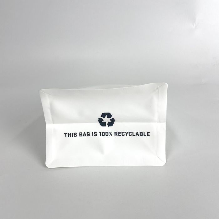 Recyclable mono material pouch bottom gusset structure