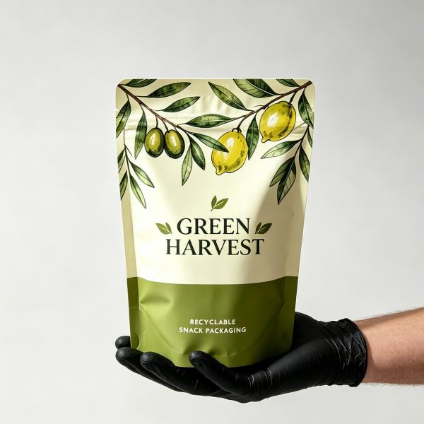 Matte recyclable mono-material pouch printing detail