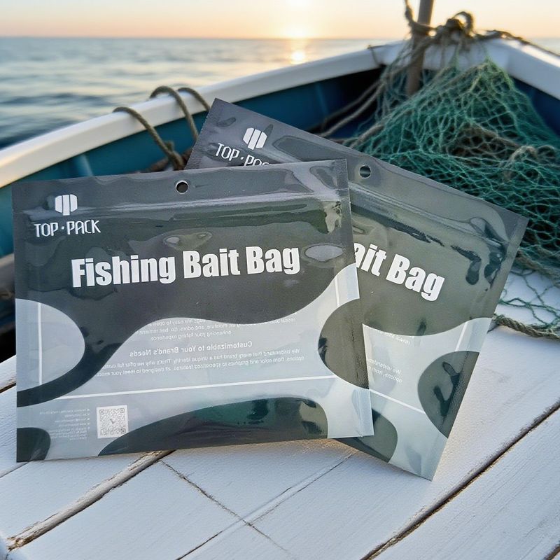 Endurlokanleg vatnsheld veiðibeitupoki með sérsniðnu merki prentuðu mjúku plasti umbúðum og fylgihlutum