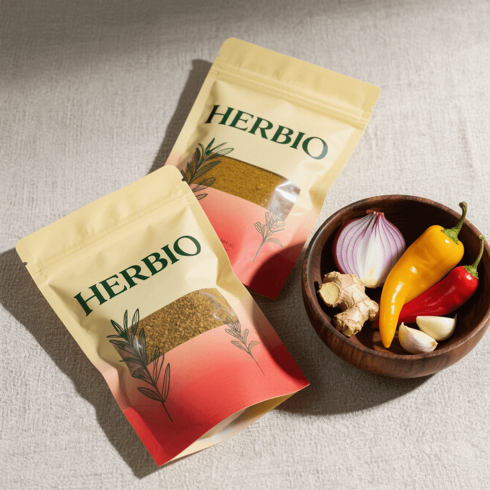 Custom Printed Stand Up Zipper Spice & Seasoning Bags Food Grade with Clear Window 