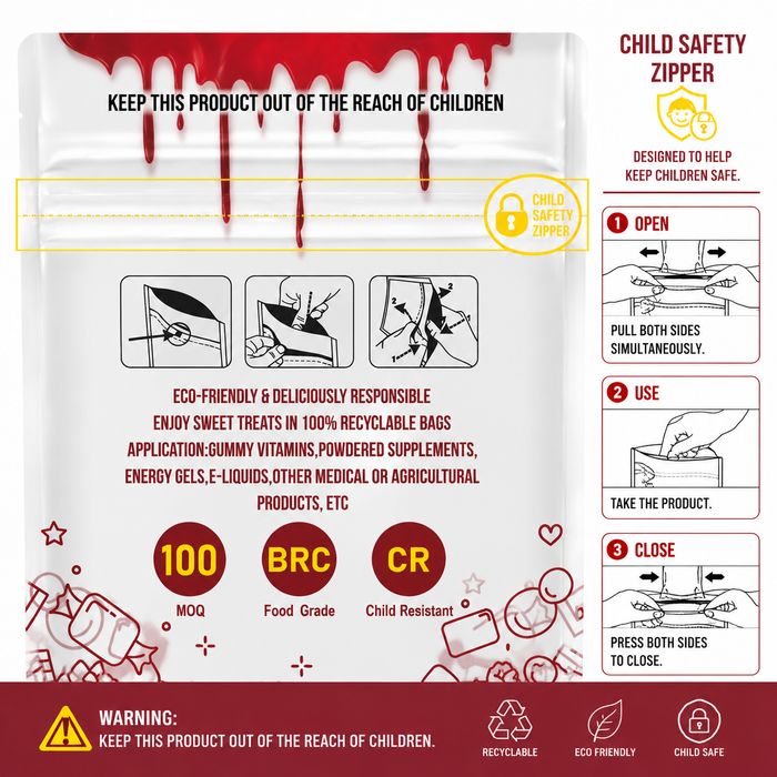 ASTM Certified Child Resistant Zipper Pouch Detail