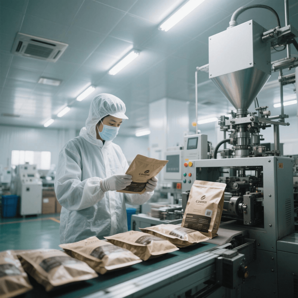 Quality control inspection of coffee packaging