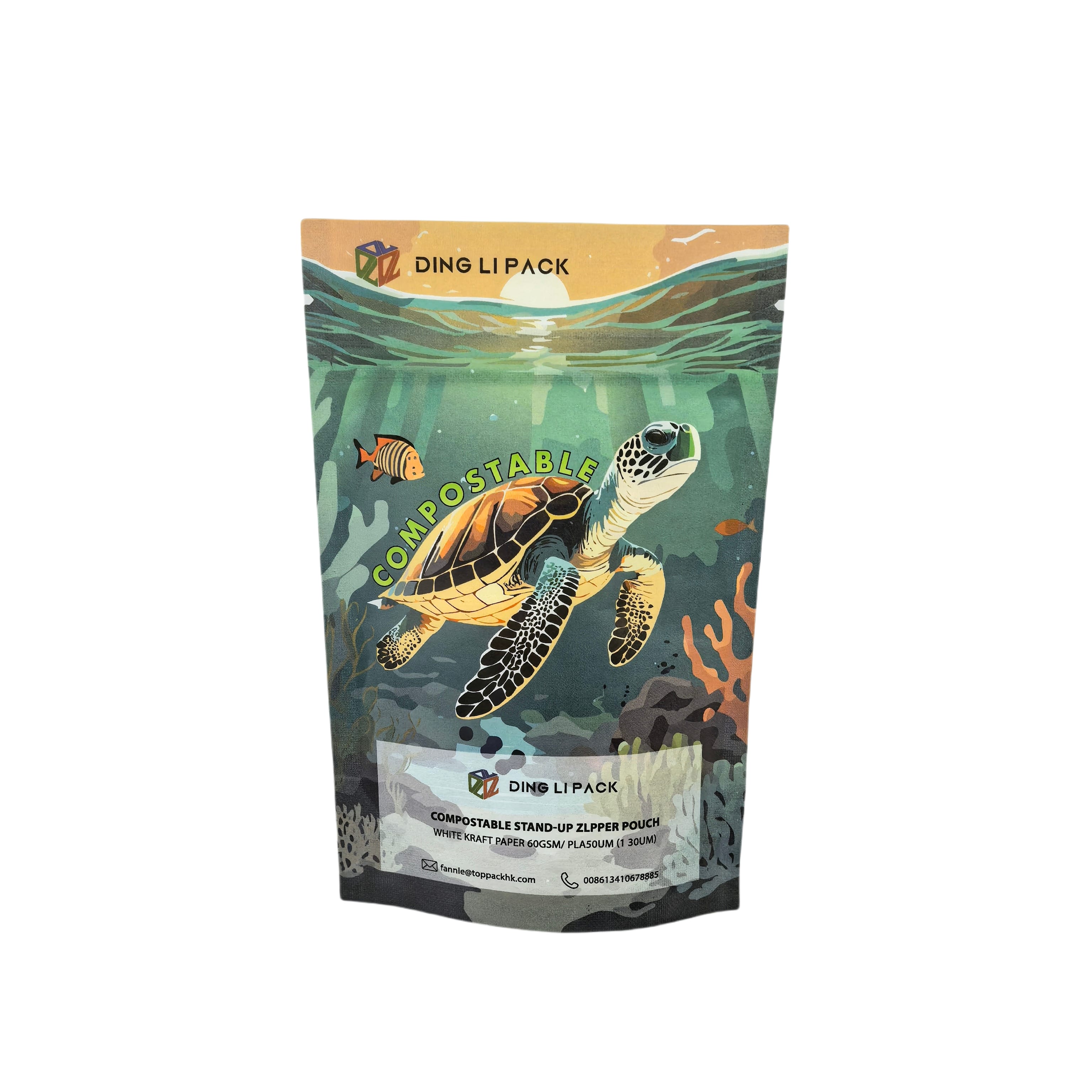custom compostable pouch back printing