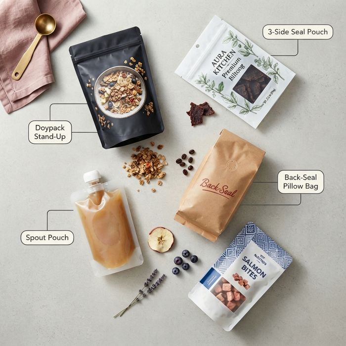 different recyclable food packaging bag formats