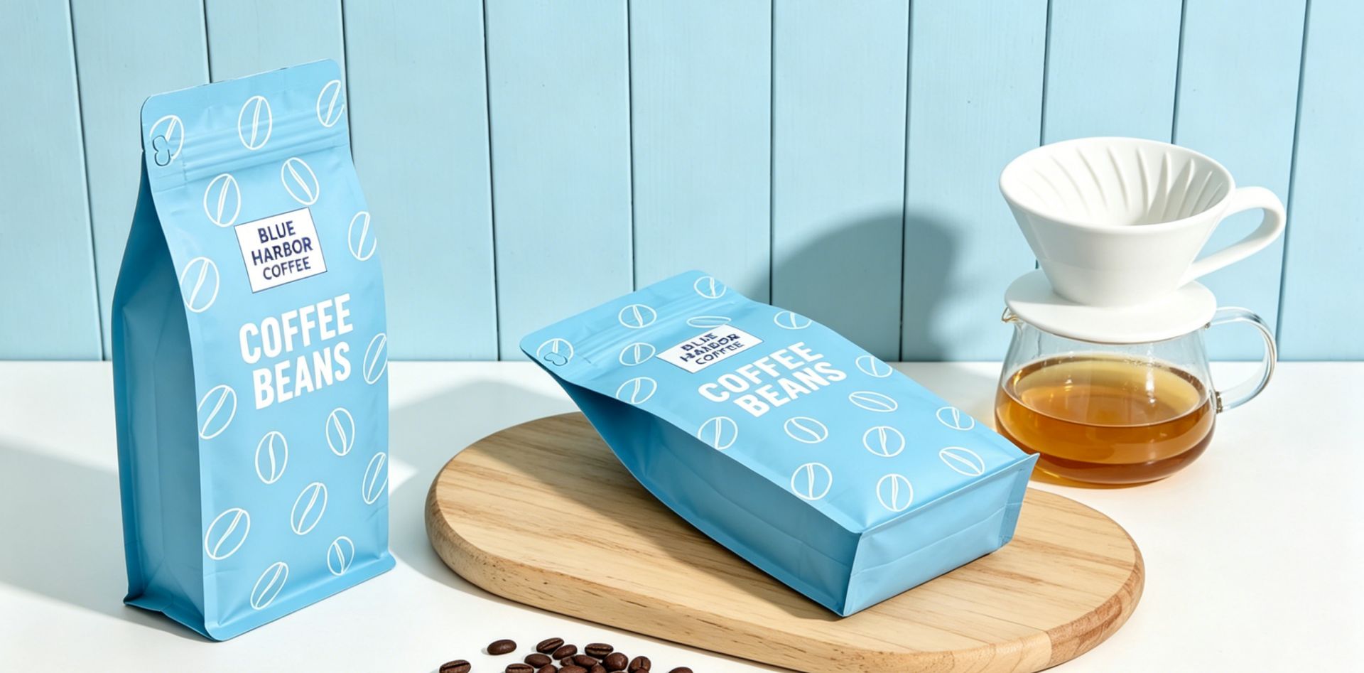 Flat Bottom Coffee Pouch Shelf Display