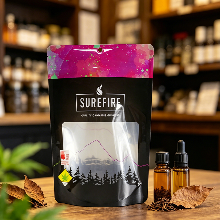 Mylar Bags Display at European Retail Store